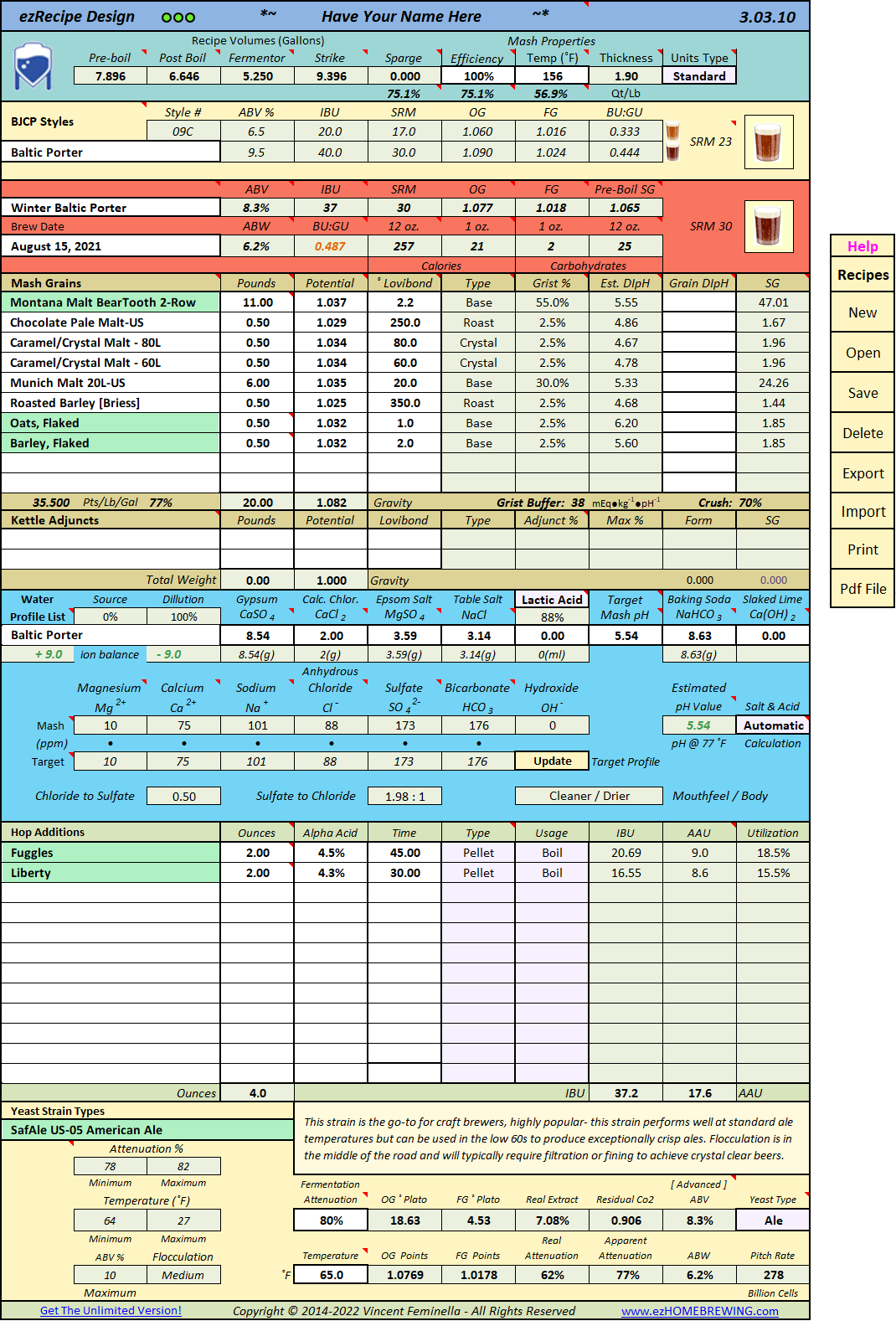 beer recipe calculator excel